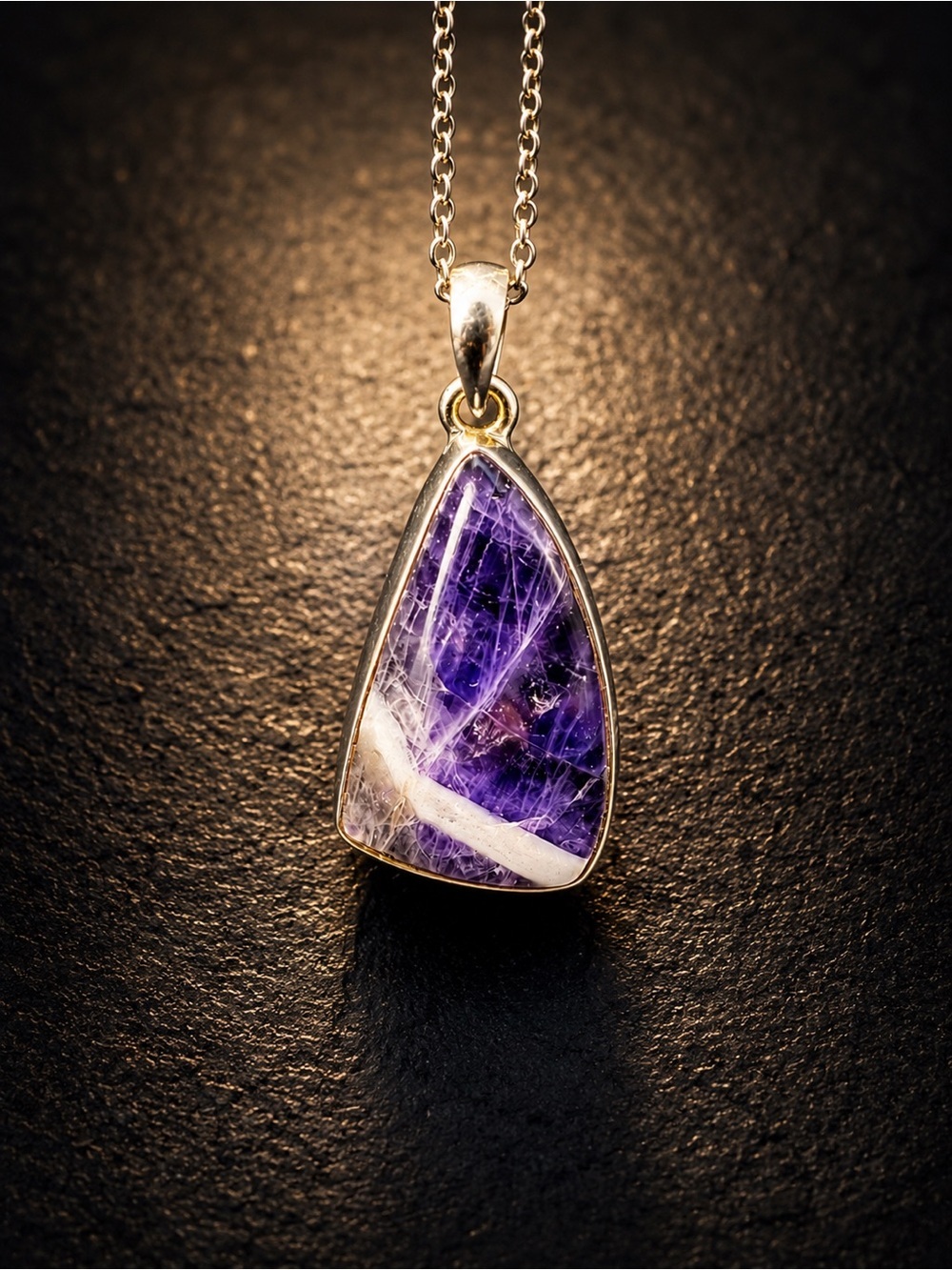Chevron Amethyst Pendant 925 Silver